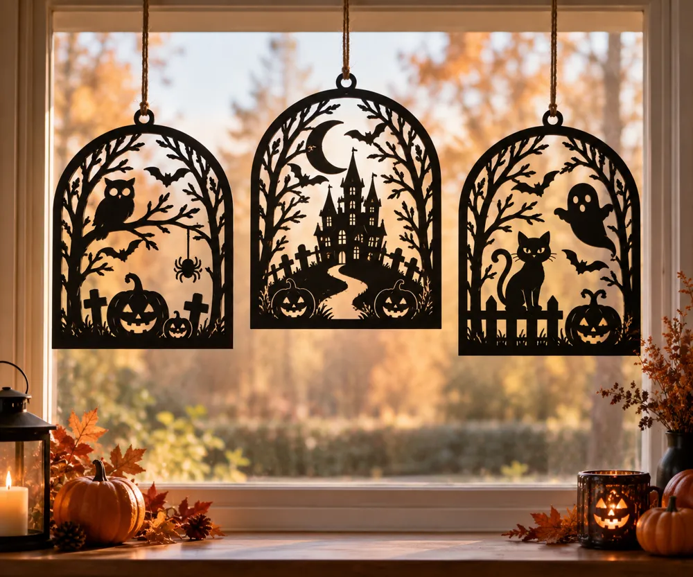 Halloween raamdecoratie drieluik - 88a63bc26f9c43ca - 00117