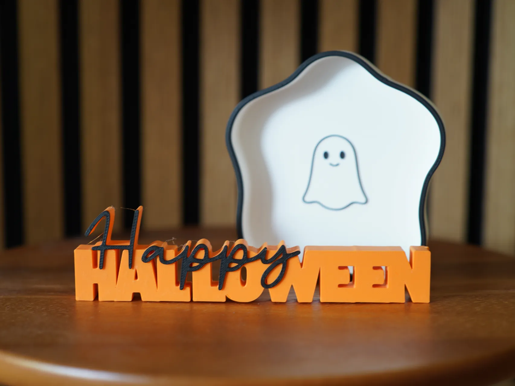 Happy Halloween woordbeeld met spookschaaltje - 89d50faac1d33d85 - 00106
