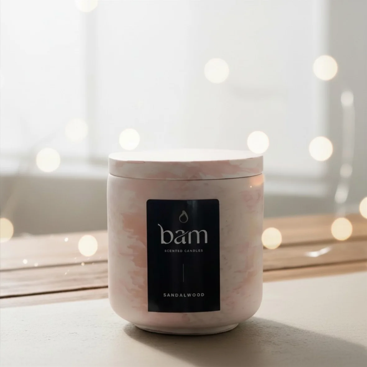 BAM Round geurkaars - Bam sandelwood round deco - 0058