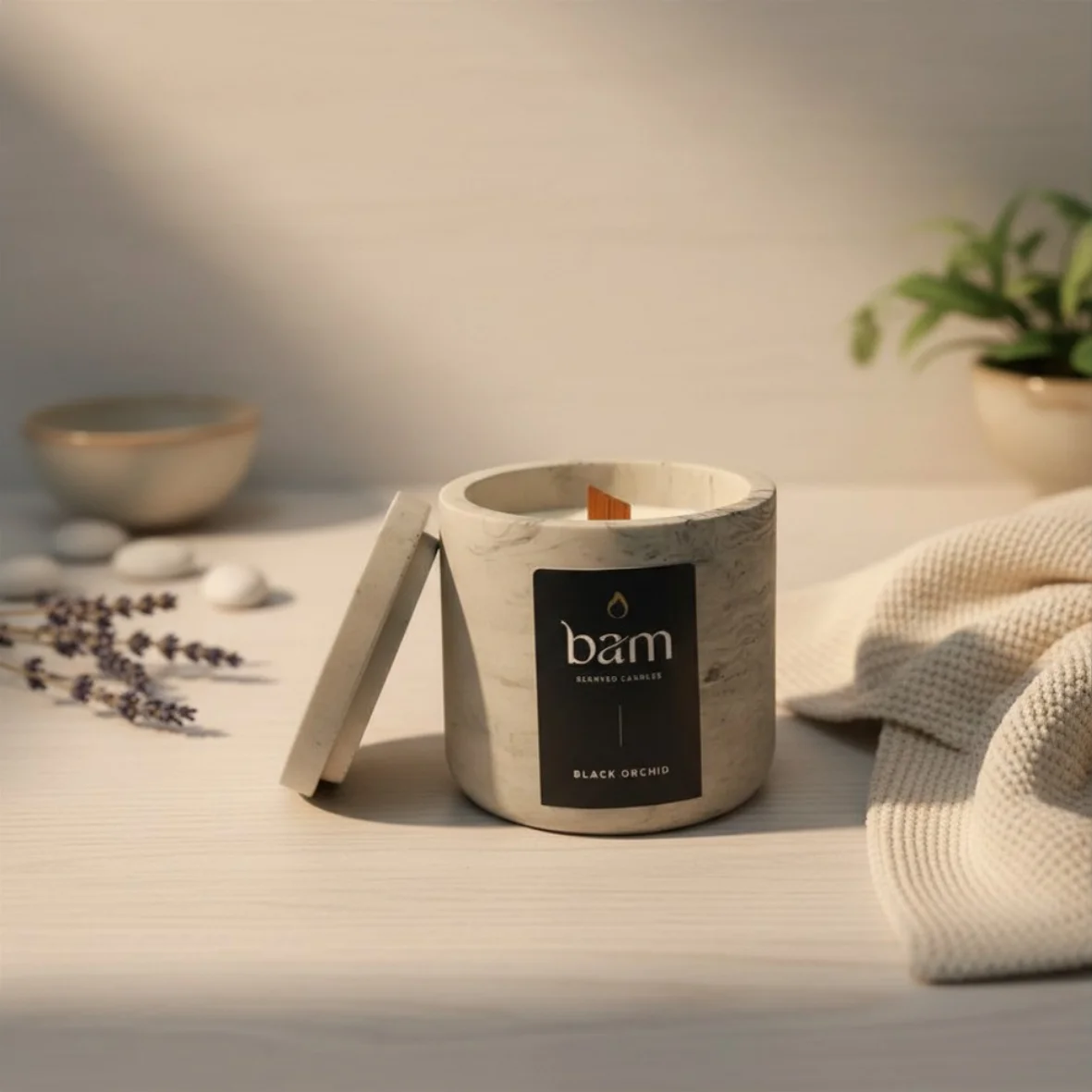 BAM Round geurkaars - Black orchid round deco - 0055