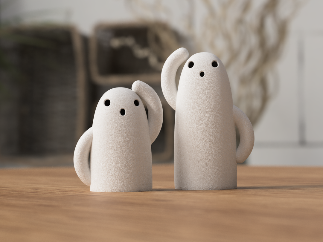 Haniwa spookjes set voor LED-kaarsjes Wit