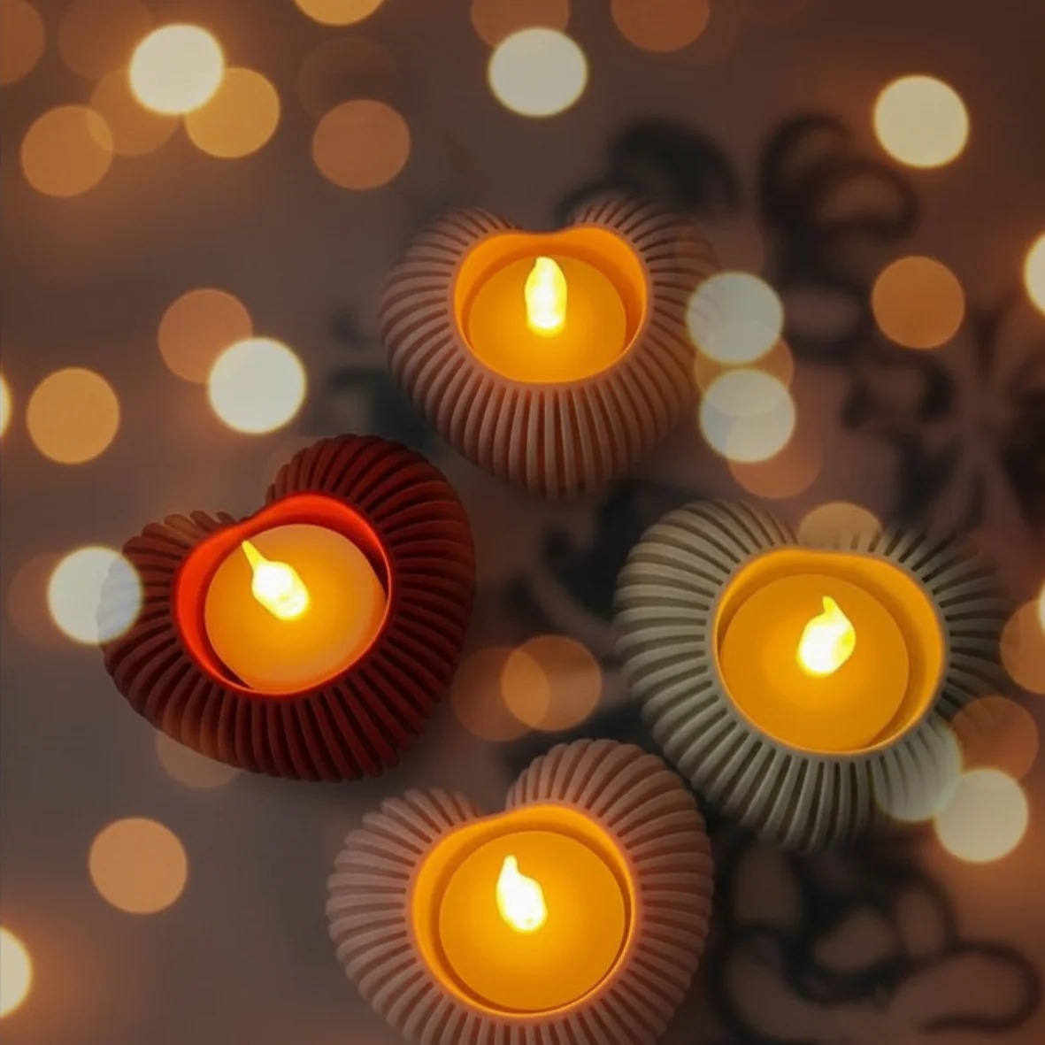 Hartvormige lichtdecoratie set - Kaars hart deco 2 - 0037