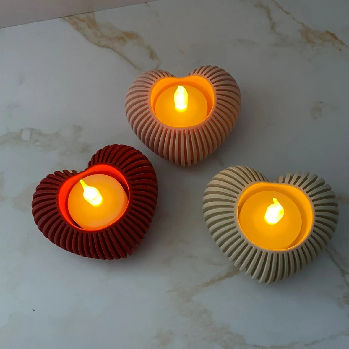 Hartvormige lichtdecoratie set - Kaarsjes hart vierkant - 0037