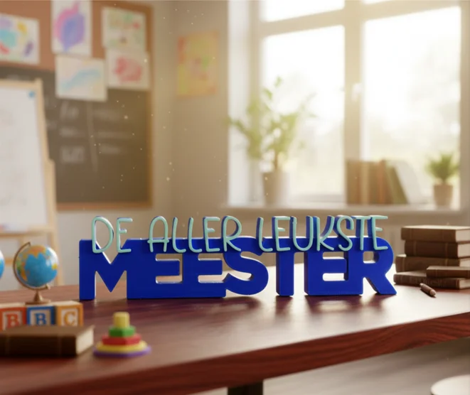 Allerleukste Meester tekstbeeldje - Leukste meester blauw - 0074