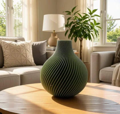 Ronde geribbelde vaas 20 cm - Ontwerp zonder titel 34 - 0046