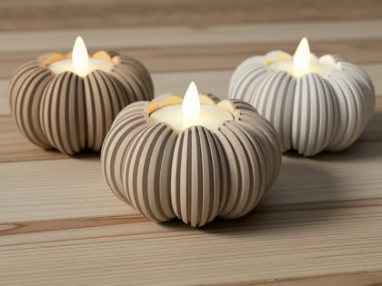 Pompoen LED-theelichthouder Taupe