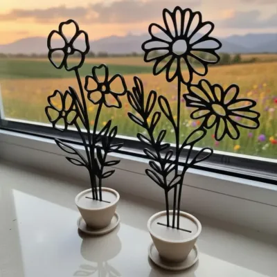 Decoratieve bloem met open silhouet - Bloem zwart deco - 0053