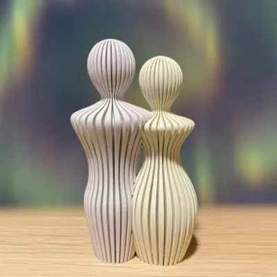 Geribbeld koppelbeeldje man en vrouw - Koppel deco - 0041