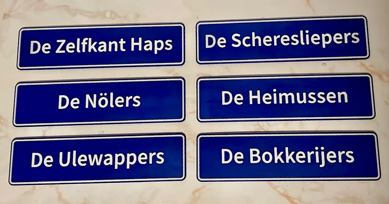 Carnaval naambordje met eigen tekst De Zelfkant Haps, Zonder zuignap